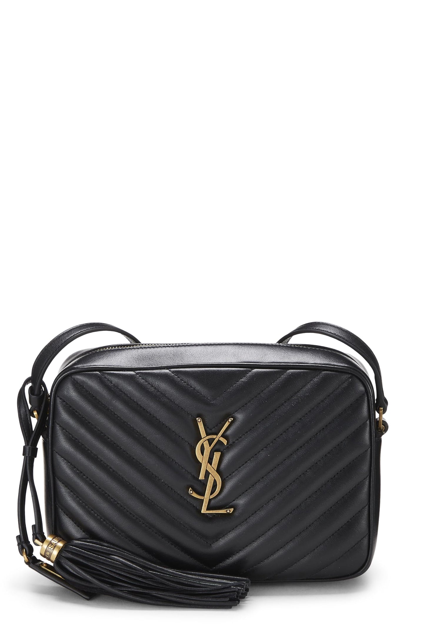 Yves Saint Laurent, Bolso para cámara Lou de piel de becerro acolchado negro Pre-Loved, Negro