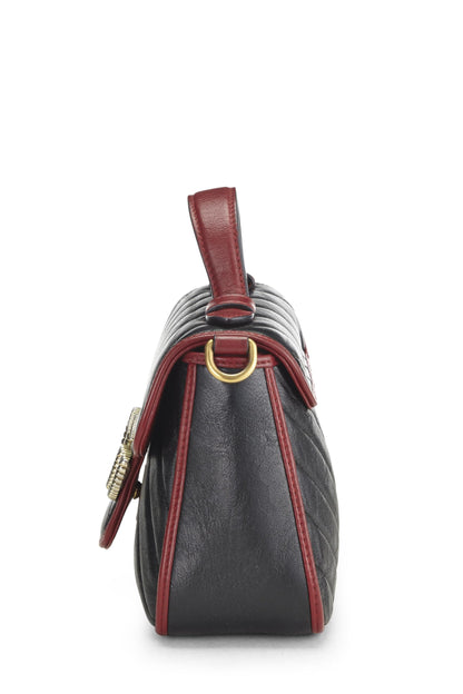 Gucci, Mini sac à main GG Marmont en cuir noir Torchon d'occasion, multicolore