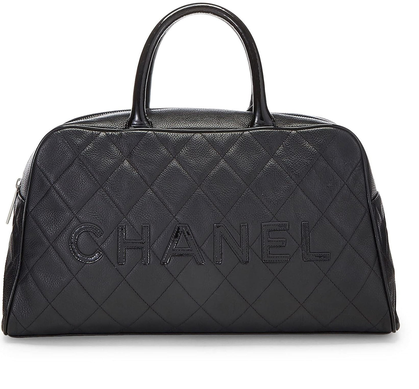 Chanel, sac bowling matelassé noir caviar taille moyenne, noir