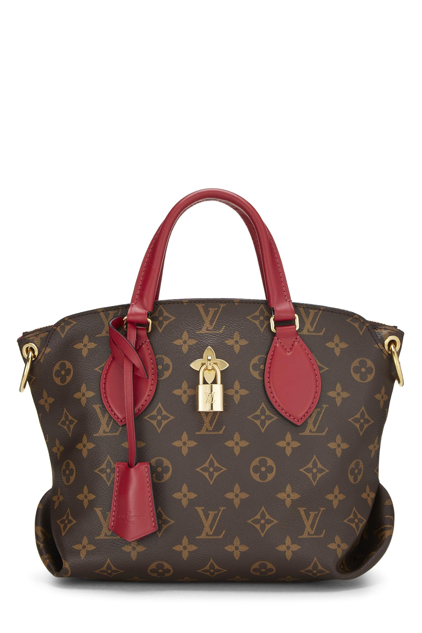 Louis Vuitton, sac fourre-tout zippé à fleurs Monogram rouge d'occasion PM, rouge