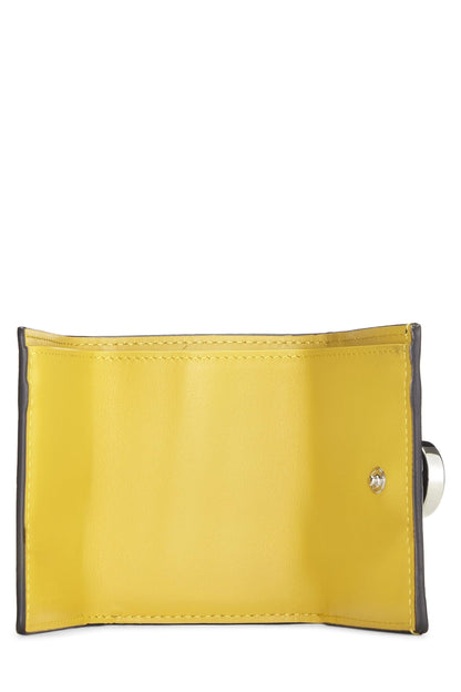 Fendi, portefeuille compact « F is Fendi » en cuir jaune d'occasion, jaune