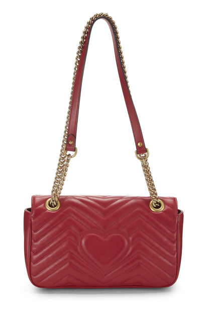 Gucci, Bolso de hombro pequeño GG Marmont de cuero rojo Pre-Loved, Rojo