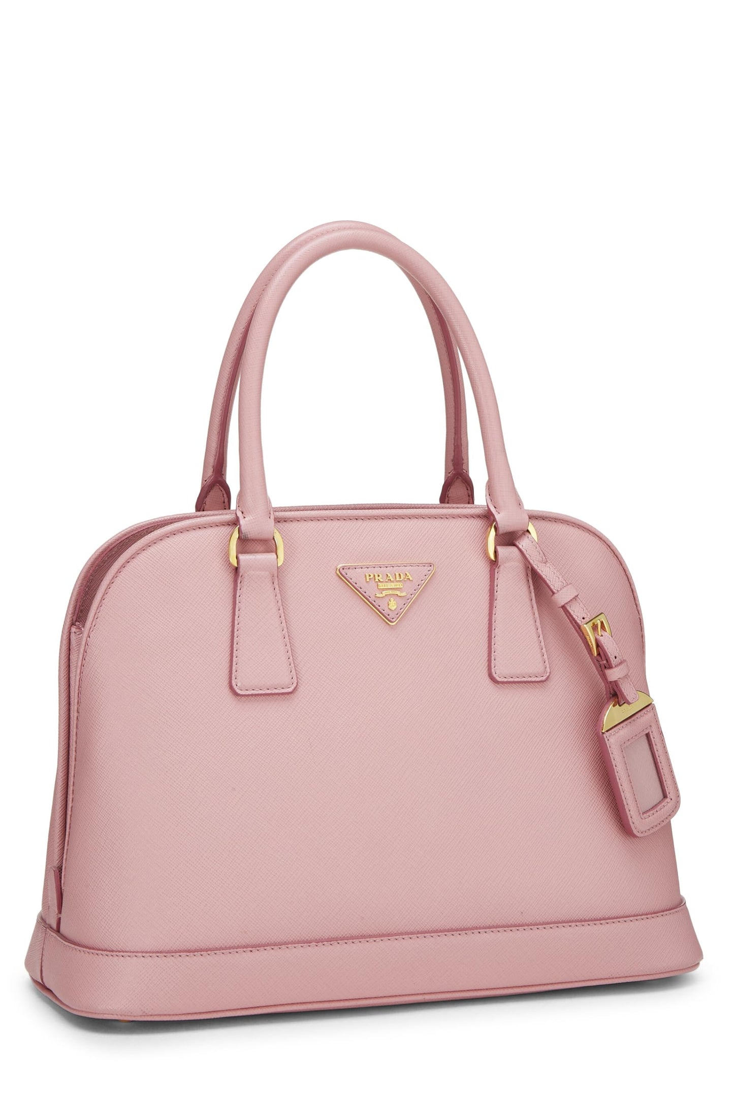 Prada, Pre-Loved Pastel Pink Saffiano Dome Tote, Pink