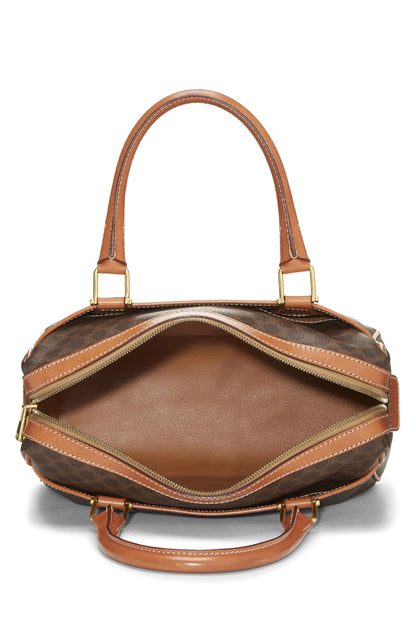 Céline, Pre-Loved Brown Coated Canvas Macadam Handbag, Brown