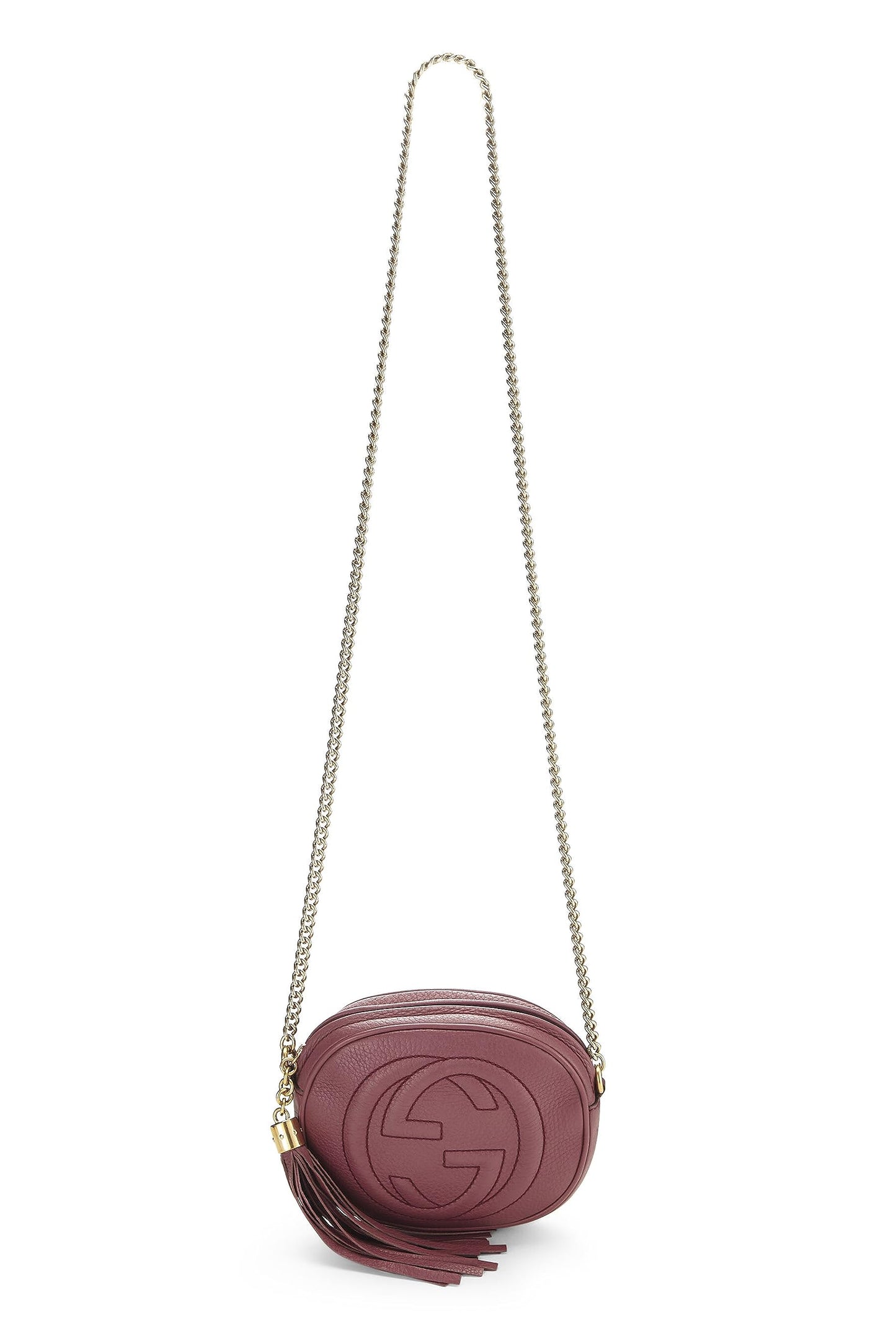 Gucci, Pre-Loved Purple Leather Soho Round Chain Crossbody Mini, Purple