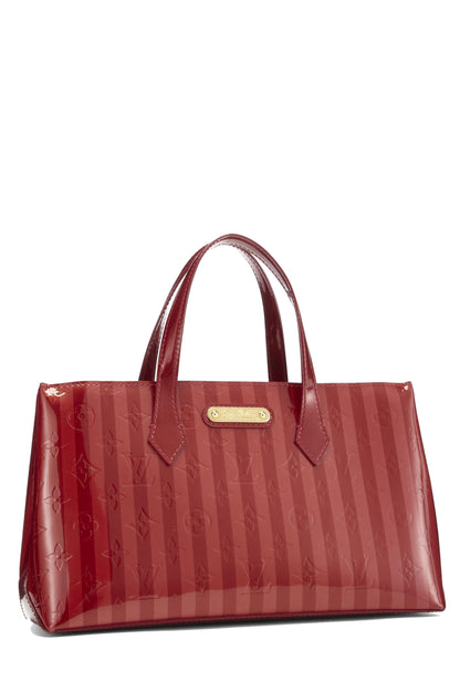 Louis Vuitton, Pre-Loved Red Monogram Vernis Rayures Wilshire PM, Red