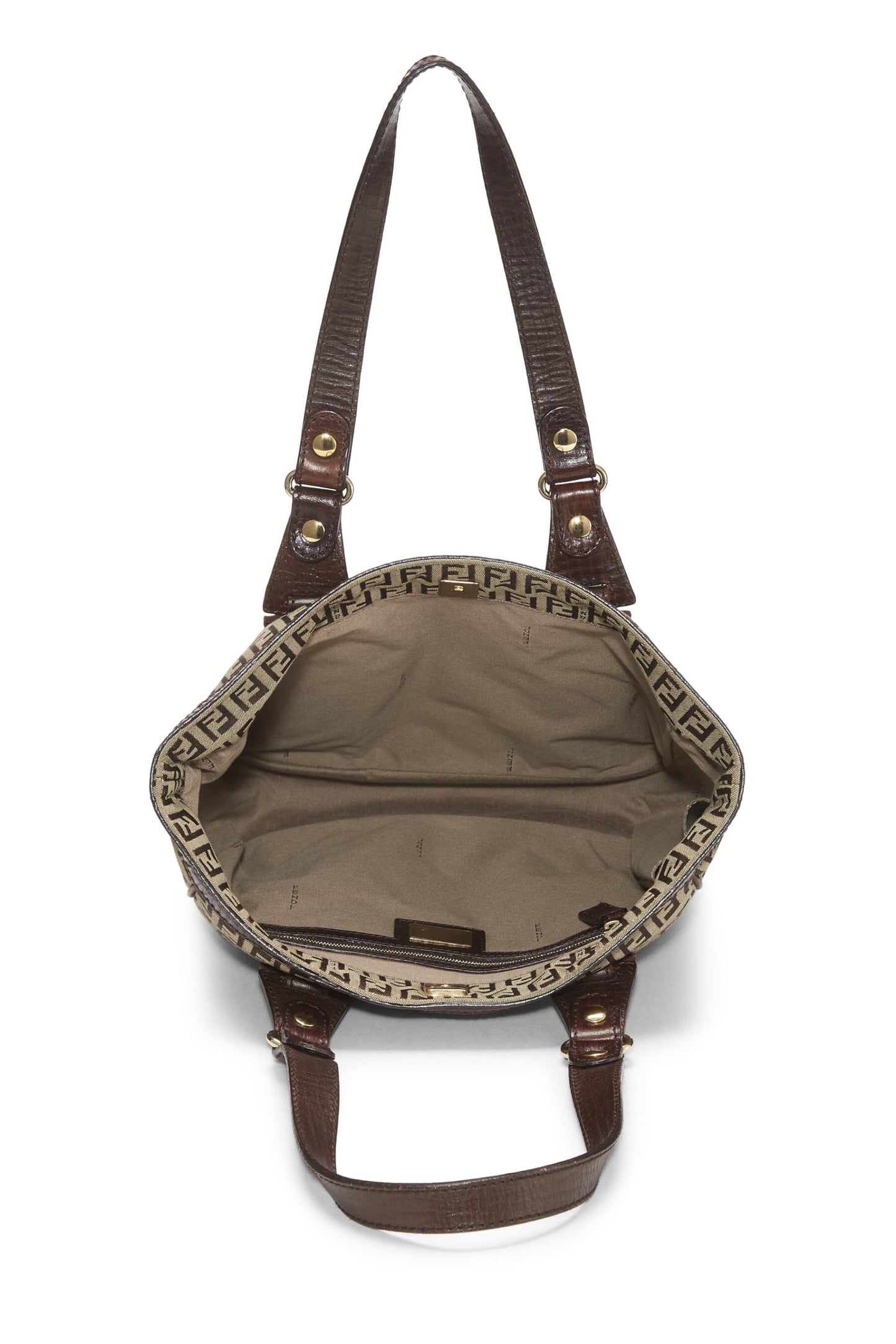 Fendi, sac fourre-tout en toile marron Zucchino, petit modèle, d'occasion, marron