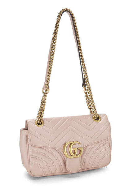 Gucci, sac à bandoulière GG Marmont en cuir matelassé rose d'occasion, rose