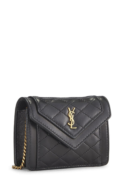 Yves Saint Laurent, Gaby Micro Pre-Loved de piel de cordero negra, Negro