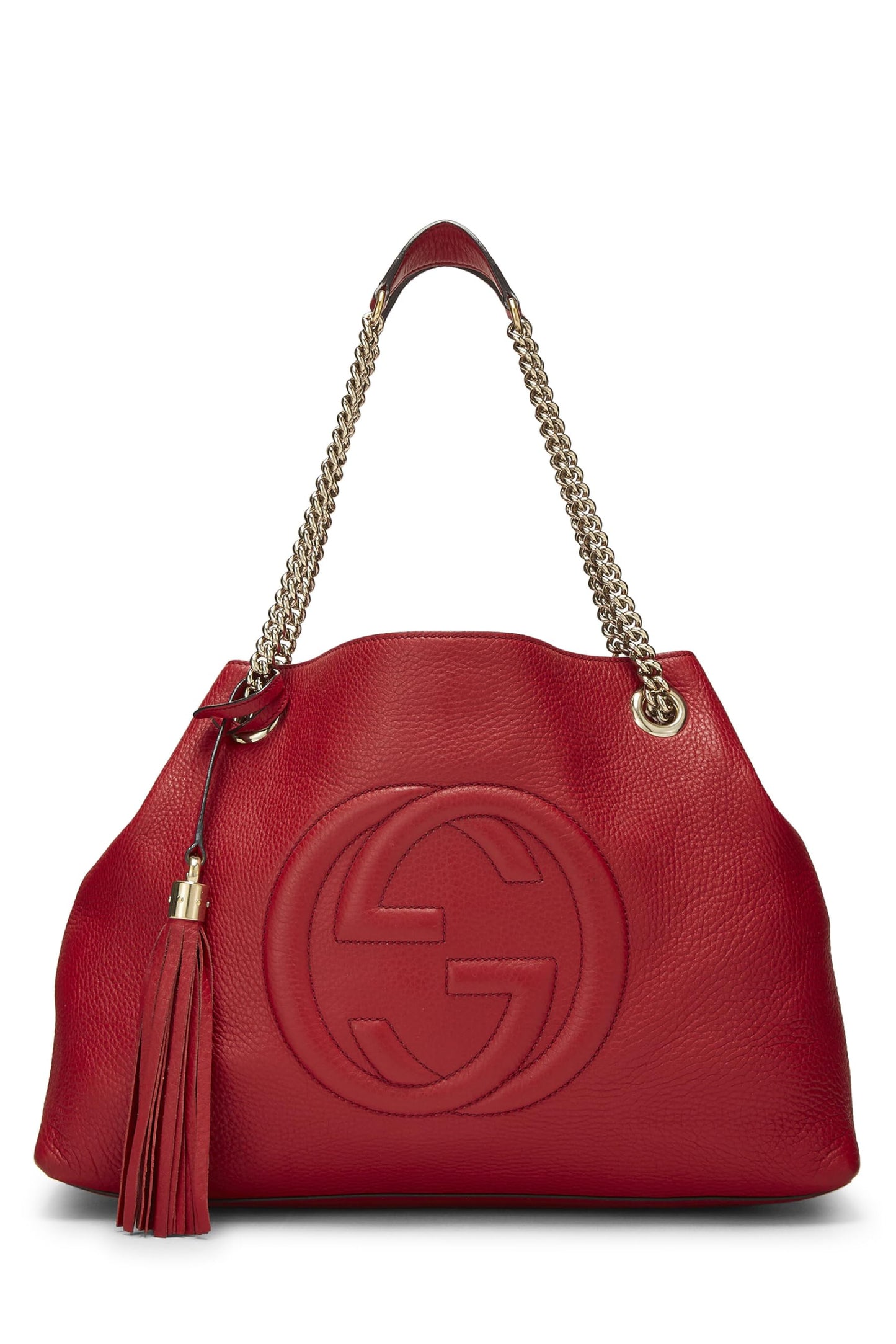 Gucci, Pre-Loved Red Leather Soho Chain Tote, Red