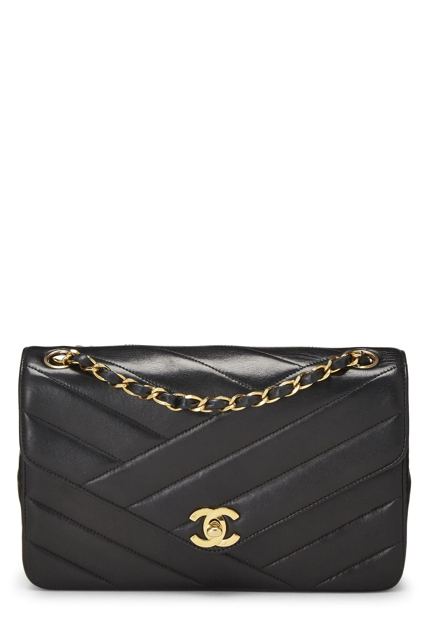 Chanel, Pre-Loved Black Diagonal Quilted Envelope Flap Small, Black