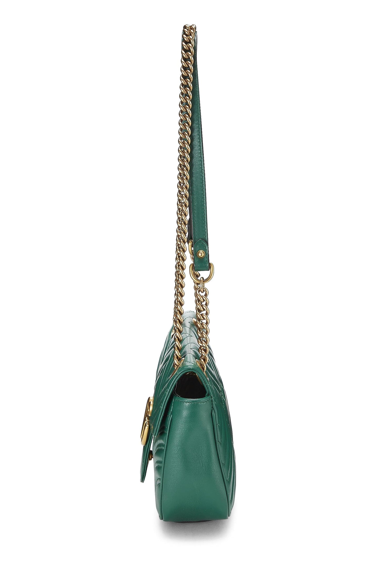 Gucci, sac à bandoulière GG Marmont en cuir vert d'occasion, petit modèle, vert