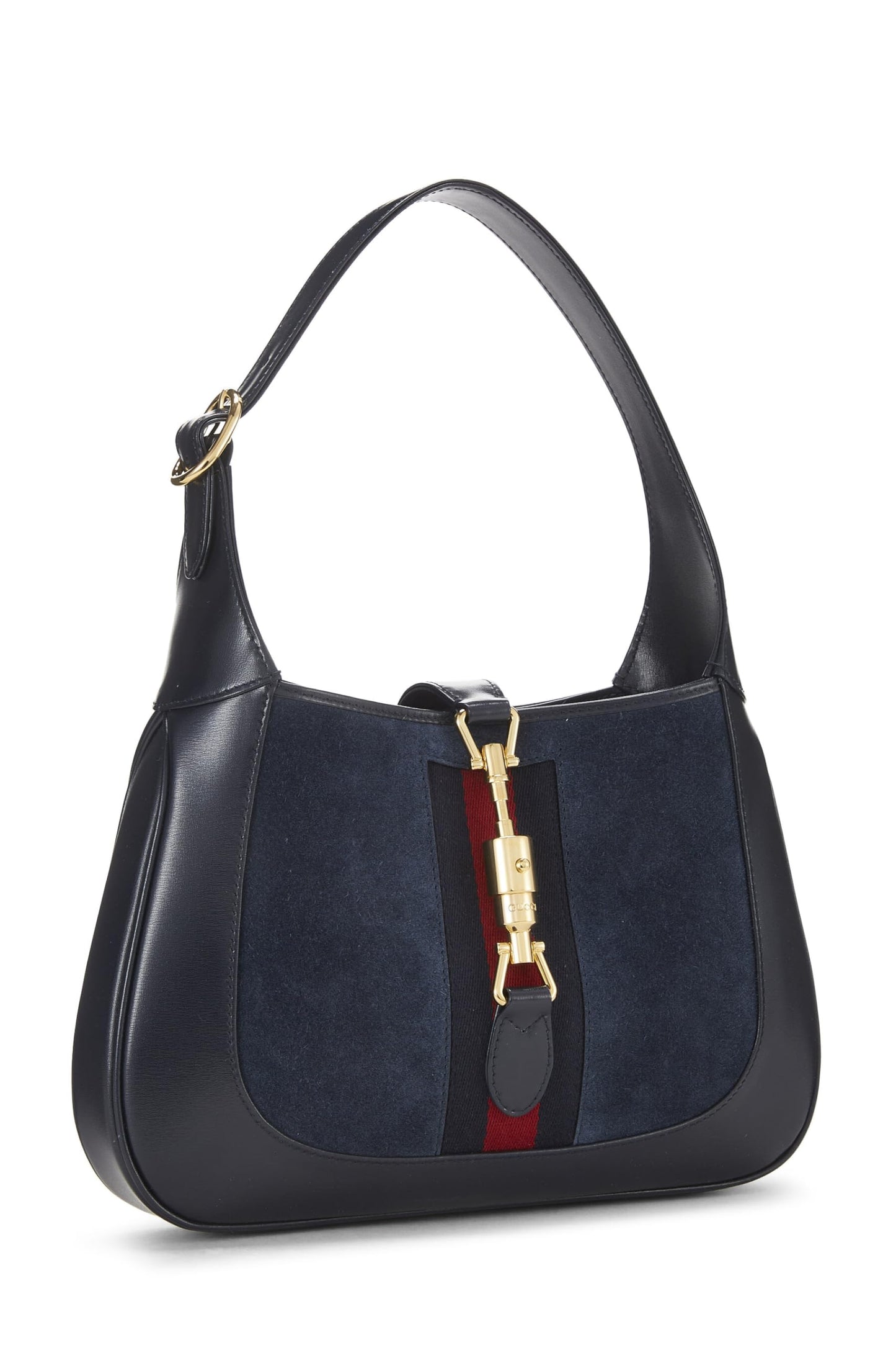 Gucci, sac à bandoulière Jackie 1961 en cuir et daim bleu marine d'occasion, petit modèle, bleu marine