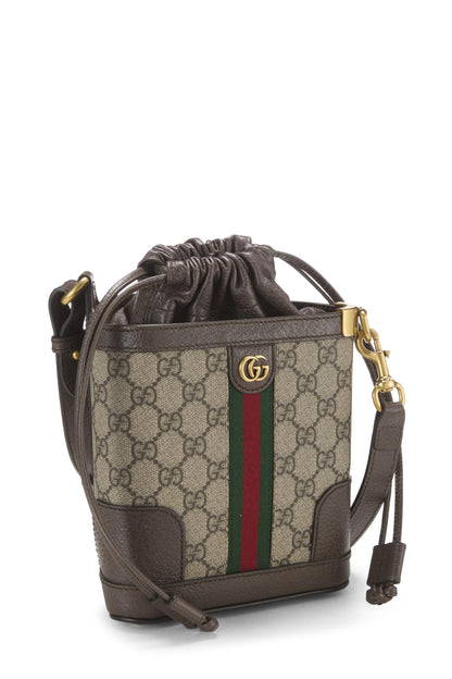 Gucci, sac seau Ophidia en toile GG Supreme d'origine d'occasion, petit, marron