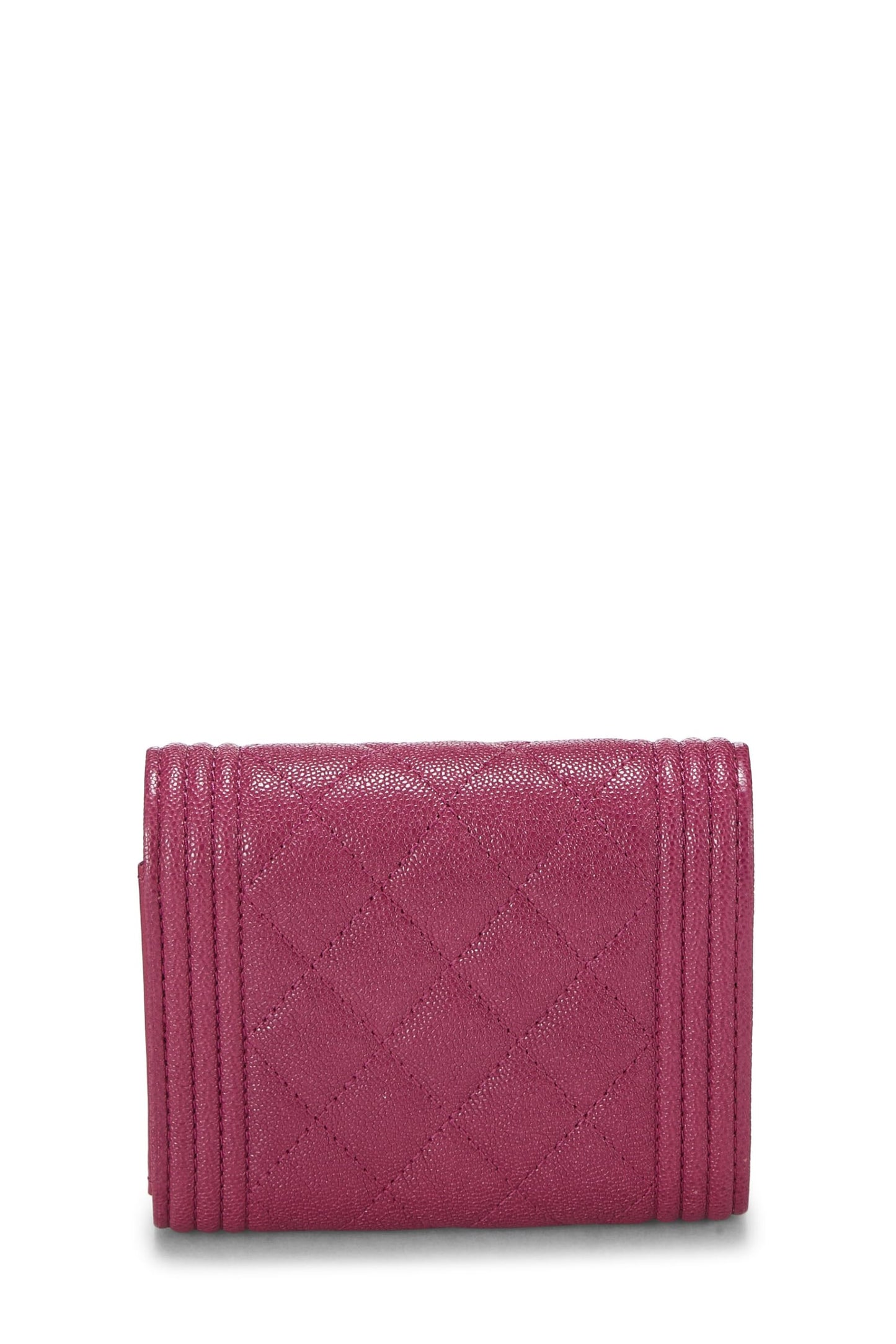 Chanel, portefeuille compact matelassé violet Caviar Boy d'occasion, violet