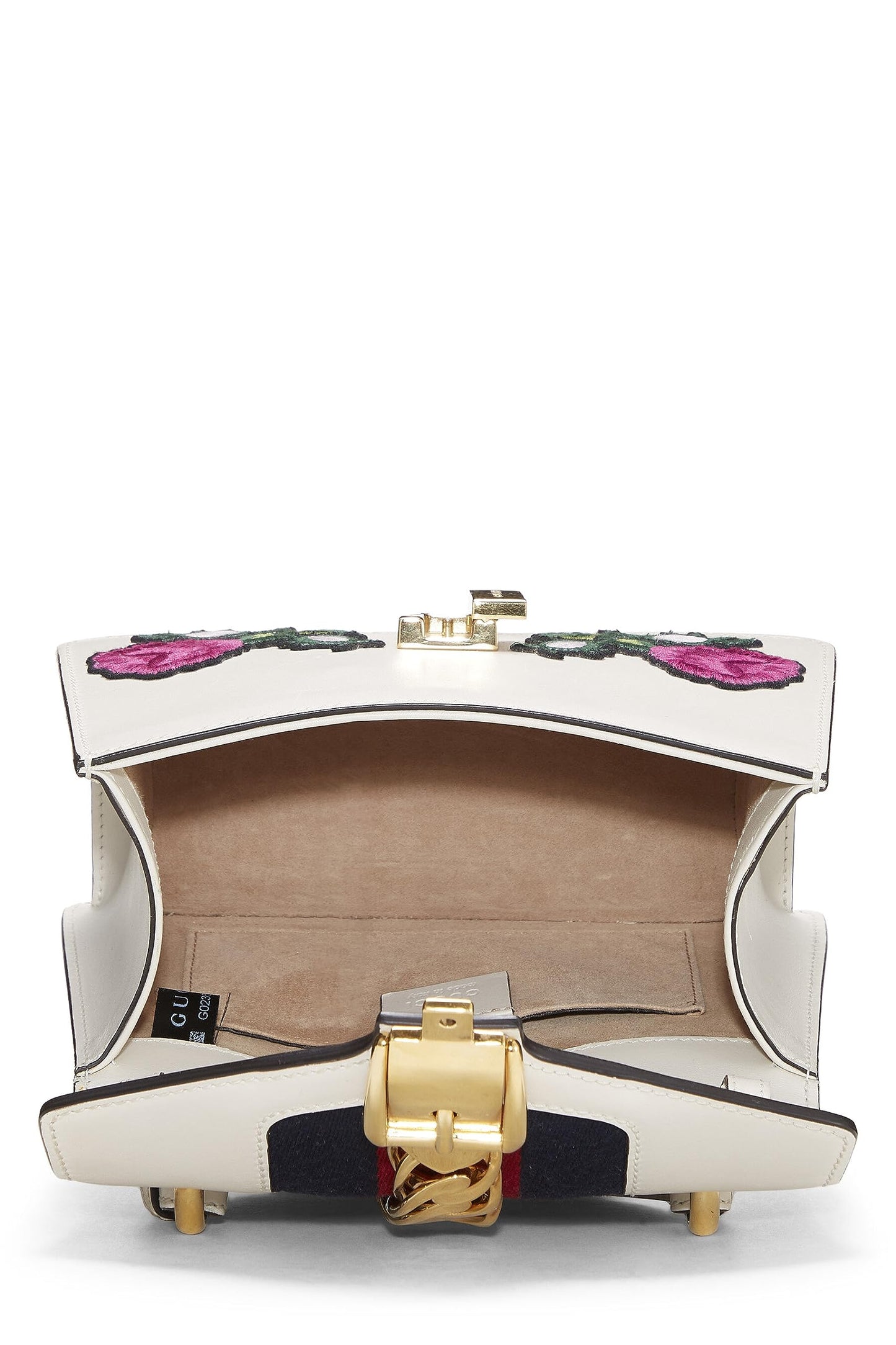 Gucci, Sylvie Mini en cuir blanc brodé d'occasion, blanc