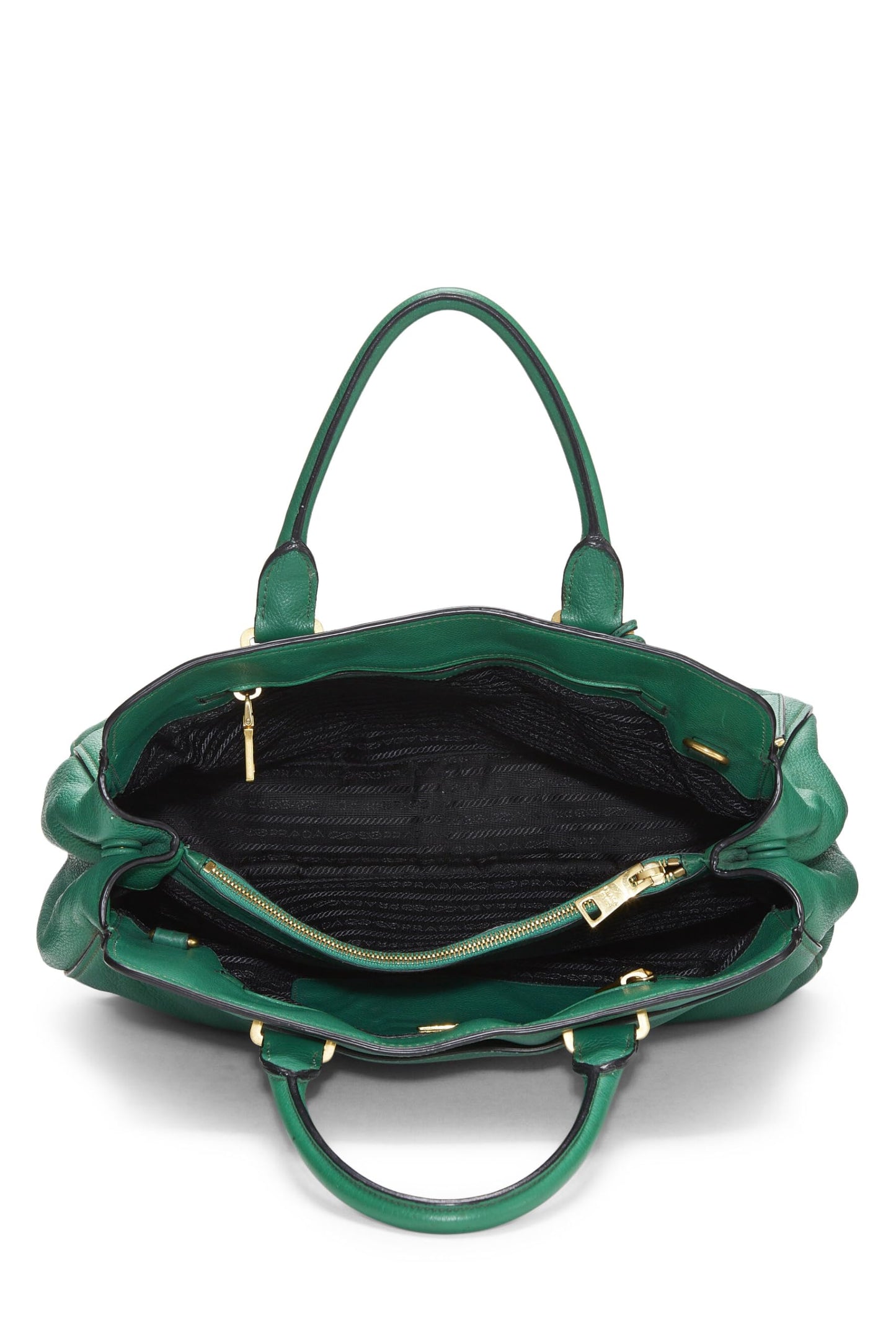 Prada, Bolso convertible Vitello Daino verde Pre-Loved, Verde