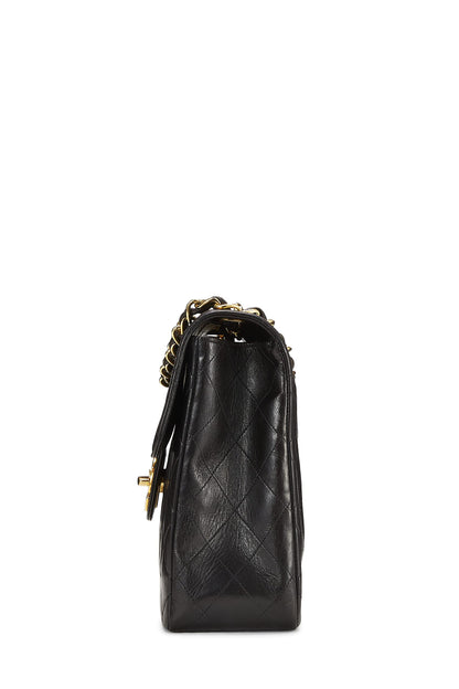 Chanel, Pre-Loved Black Quilted Lambskin Half Flap Jumbo, Black