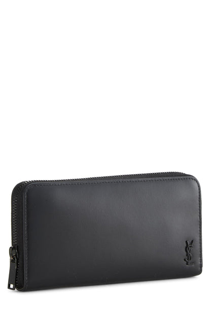 Yves Saint Laurent, Pre-Loved Black Leather Zip Around Wallet, Black