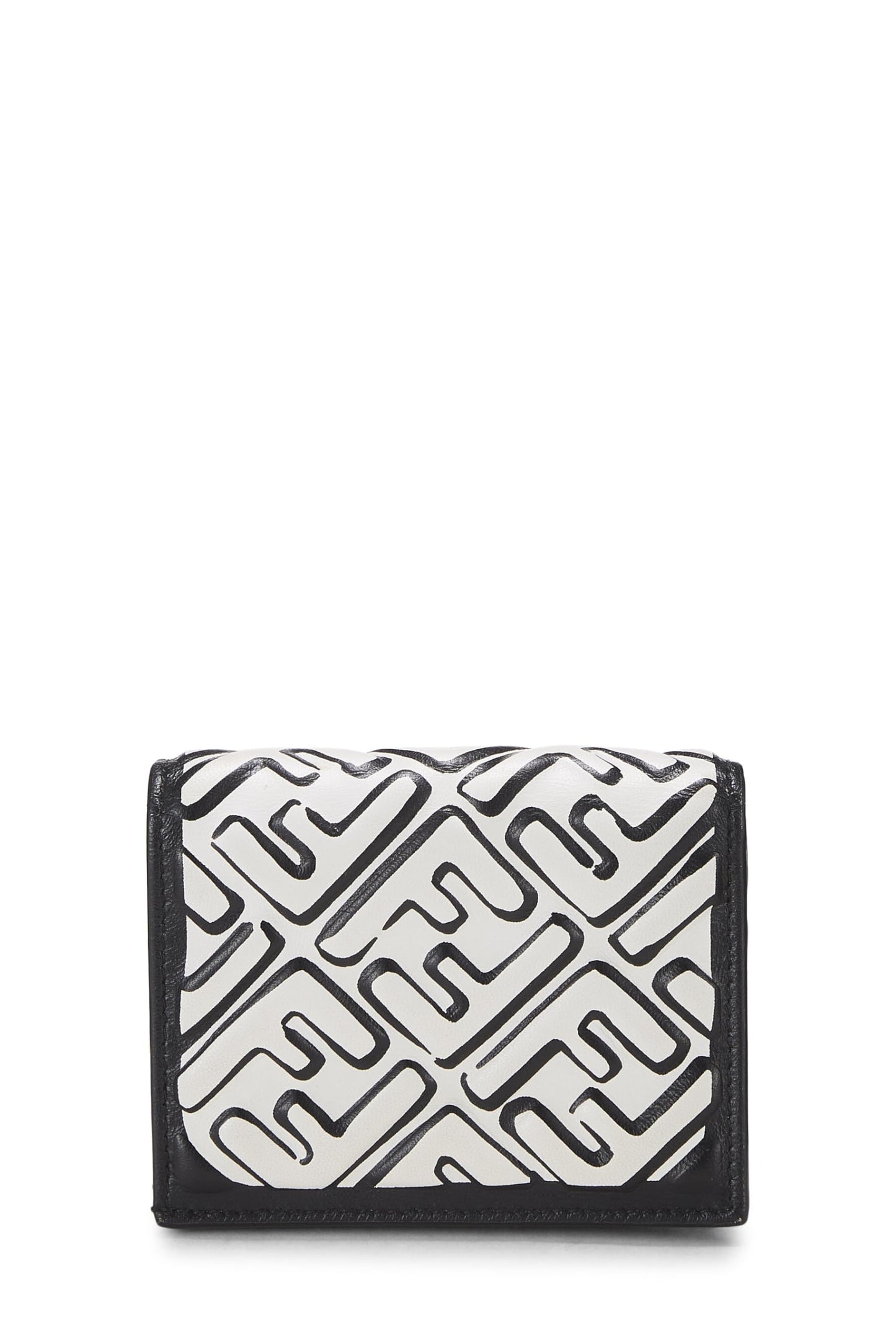 Fendi, Portefeuille compact Joshua Vides x Fendi noir et blanc à motif Zucca en relief, multicolore