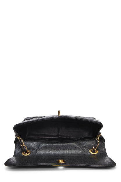 Chanel, Pre-Loved Black Caviar Big CC Solapa cuadrada grande, Negro