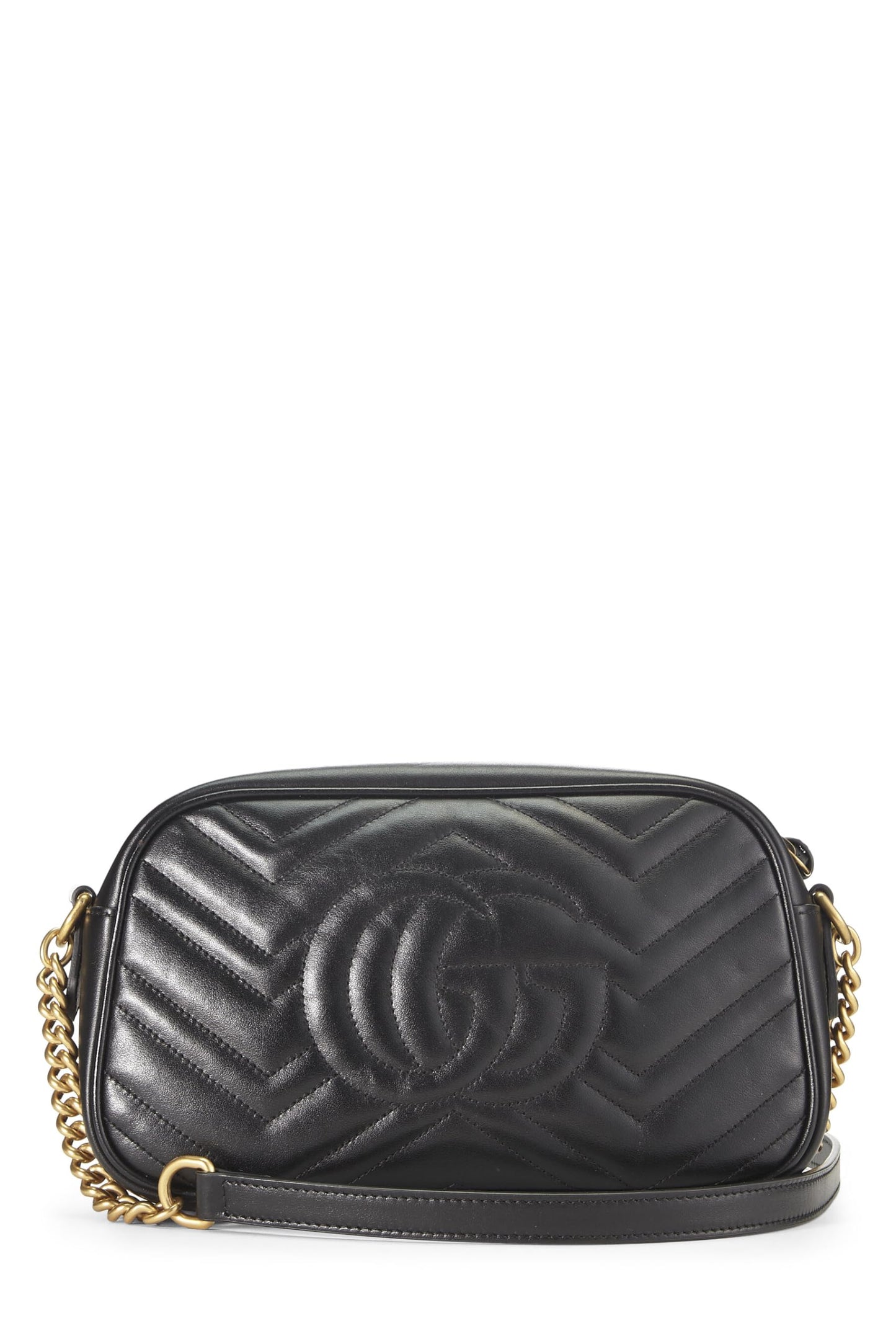 Gucci, sac à bandoulière GG Marmont en cuir noir d'occasion, petit modèle, noir