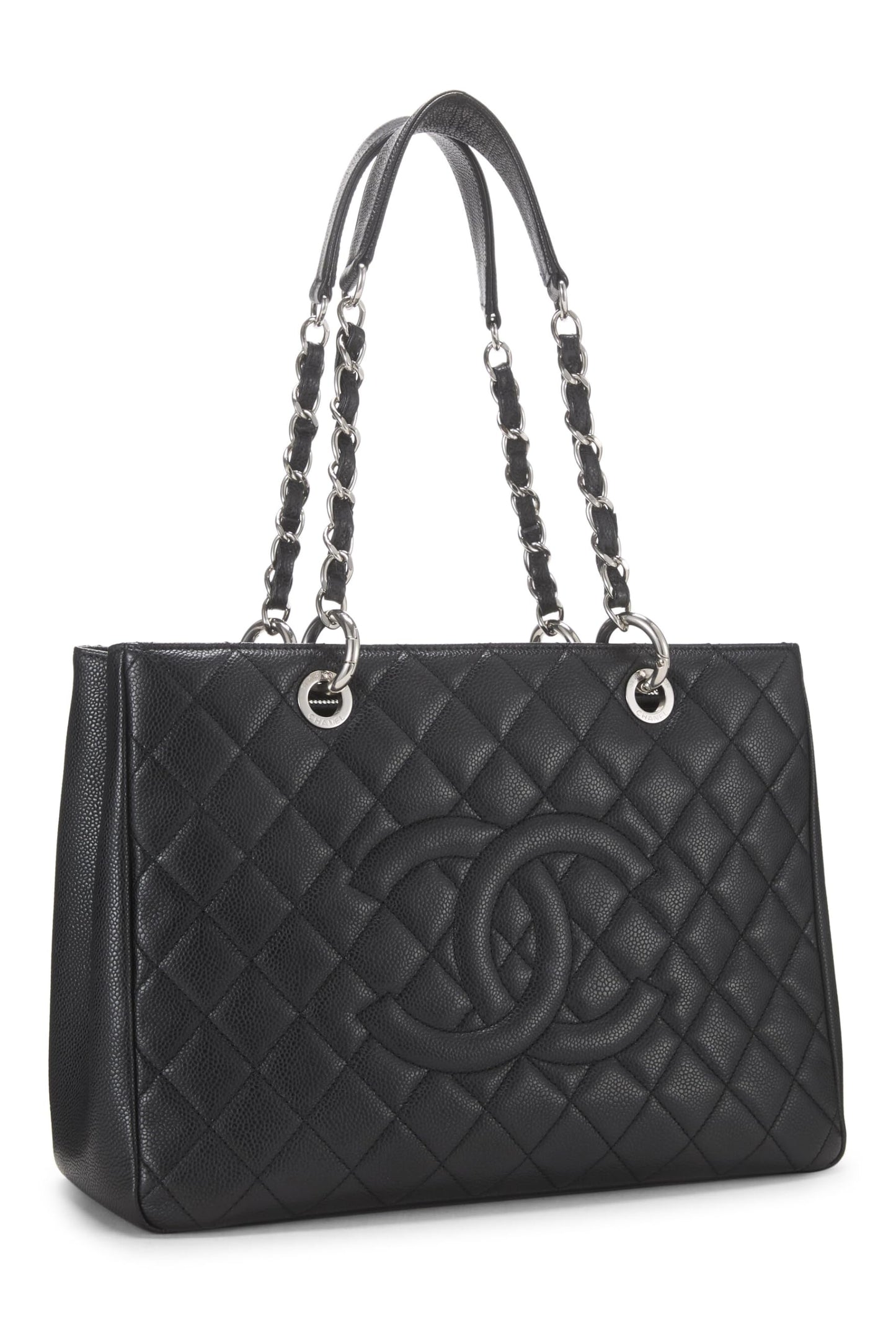 Chanel, Pre-Loved Black Quilted Caviar Grand Shopping Tote (GST), Black