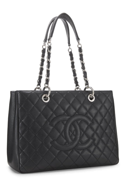 Chanel, Grand sac cabas matelassé noir Caviar d'occasion (GST), noir