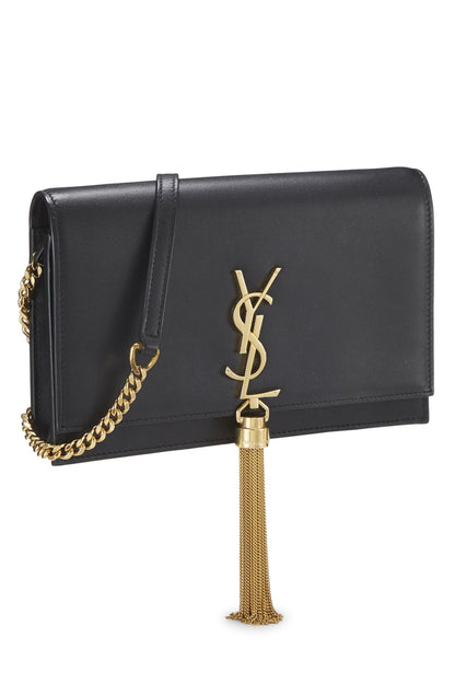 Yves Saint Laurent, Pre-Loved Black Calfskin Kate Tassel Wallet On Chain (WOC), Black