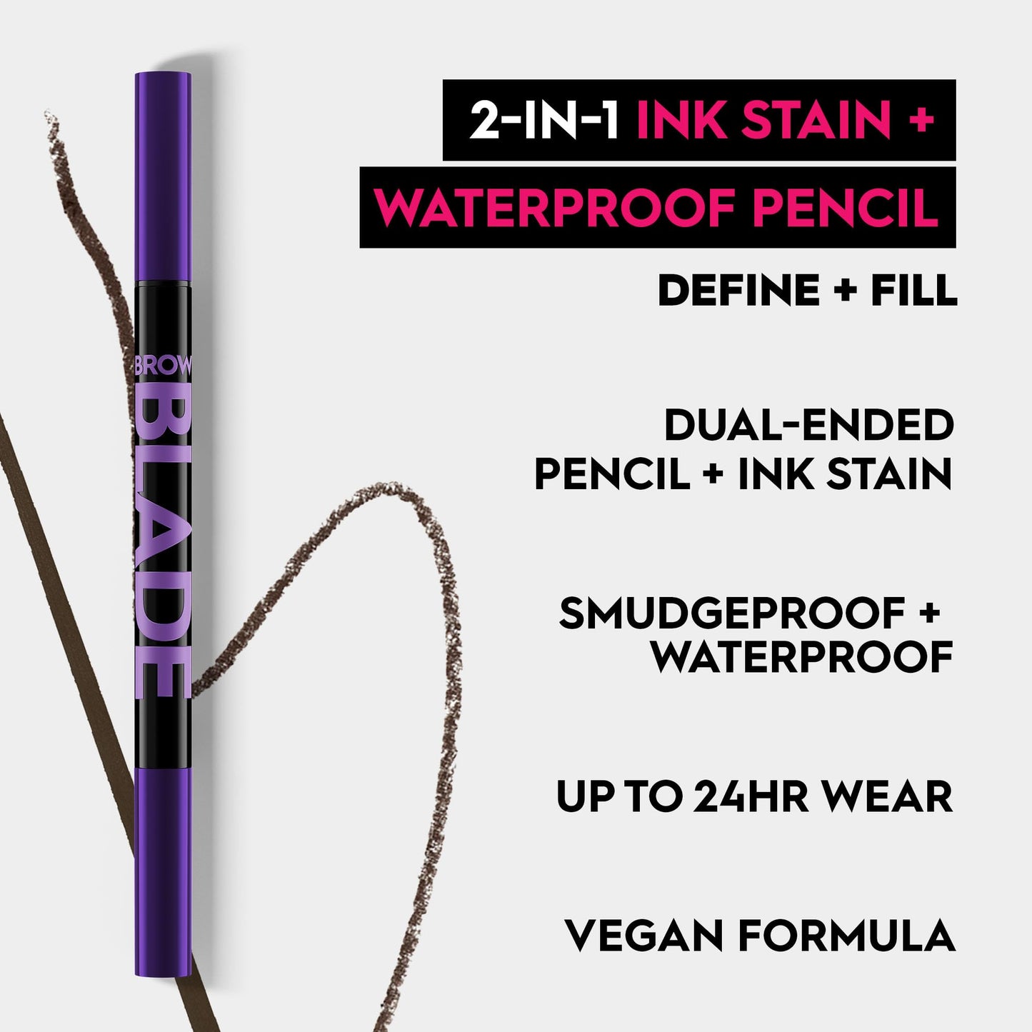 Urban Decay Brow Blade Lápiz para cejas 2 en 1 y lápiz impermeable (Dark Drapes - Marrón oscuro), a prueba de manchas, resistente a la transferencia, tinte de tinta para cejas y lápiz cremoso para cejas, vegano, sin crueldad - 0.01 oz