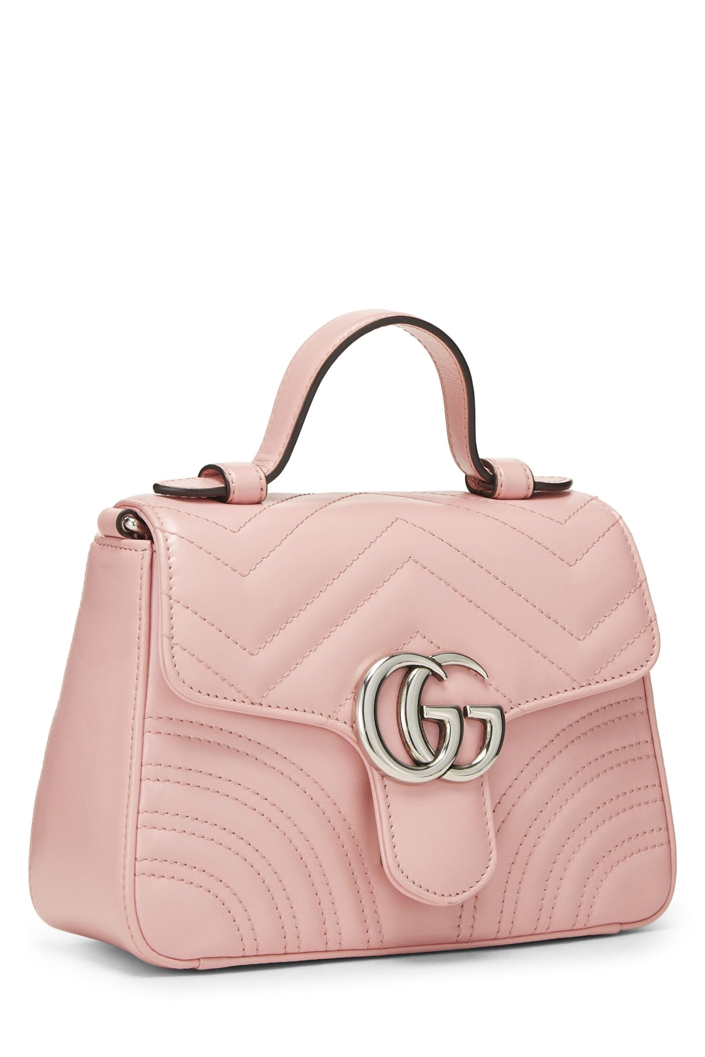 Gucci, Bolso mini con asa superior GG Marmont de cuero rosa Pre-Loved, Rosa