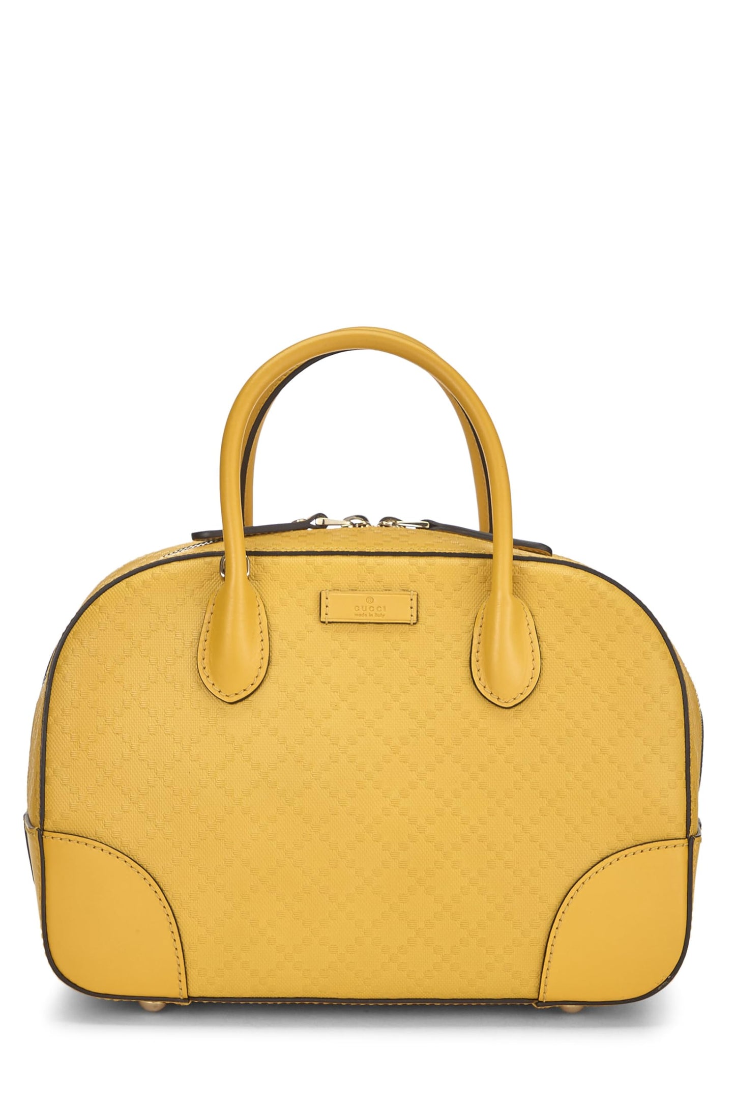 Gucci, sac à main en toile enduite à strass jaune d'occasion, jaune