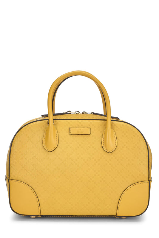 Gucci, Pre-Loved Yellow Diamante Coated Canvas Top Handle Bag, Yellow