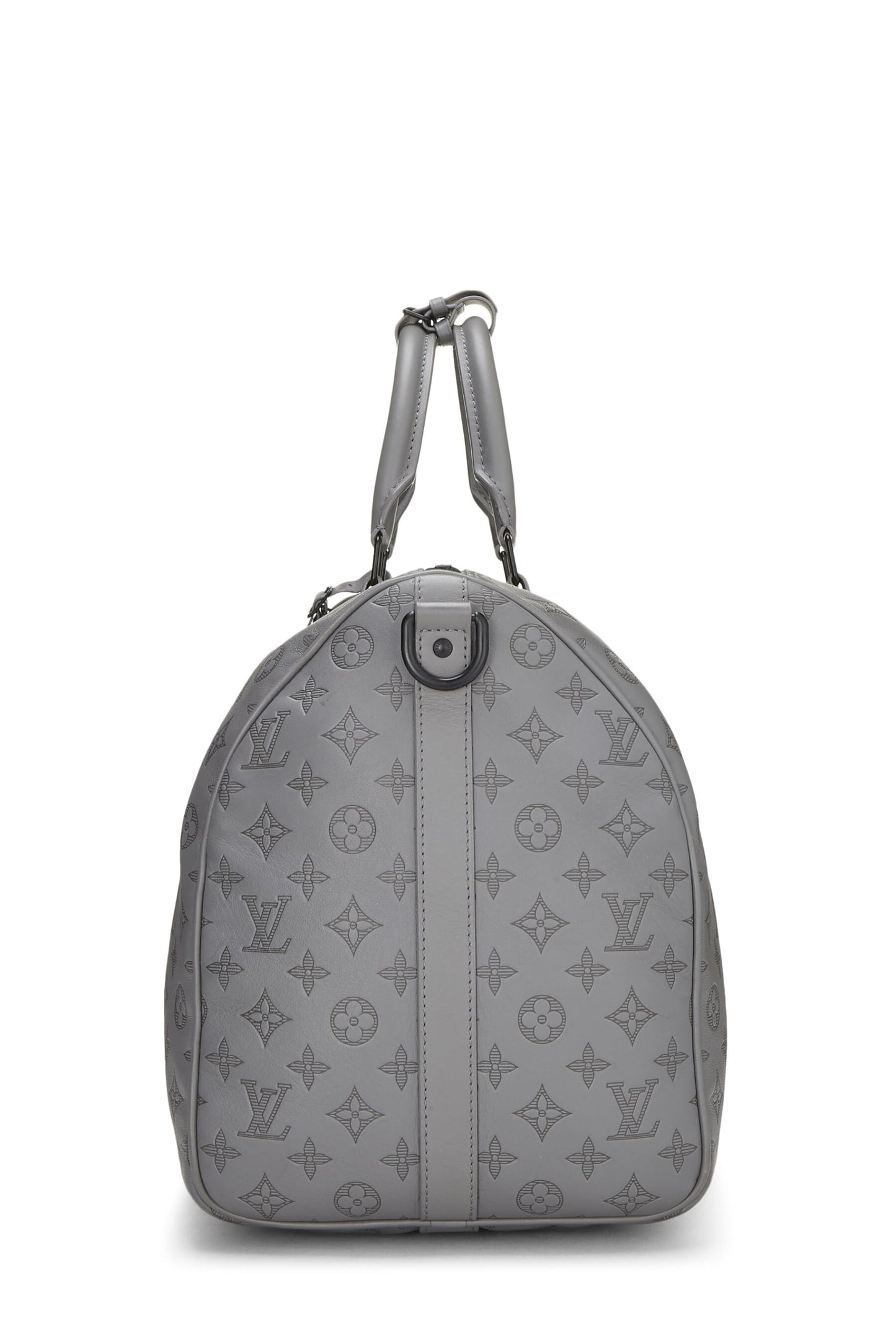 Louis Vuitton, sac bandoulière Keepall 50 en cuir gris Monogram Shadow d'occasion, gris