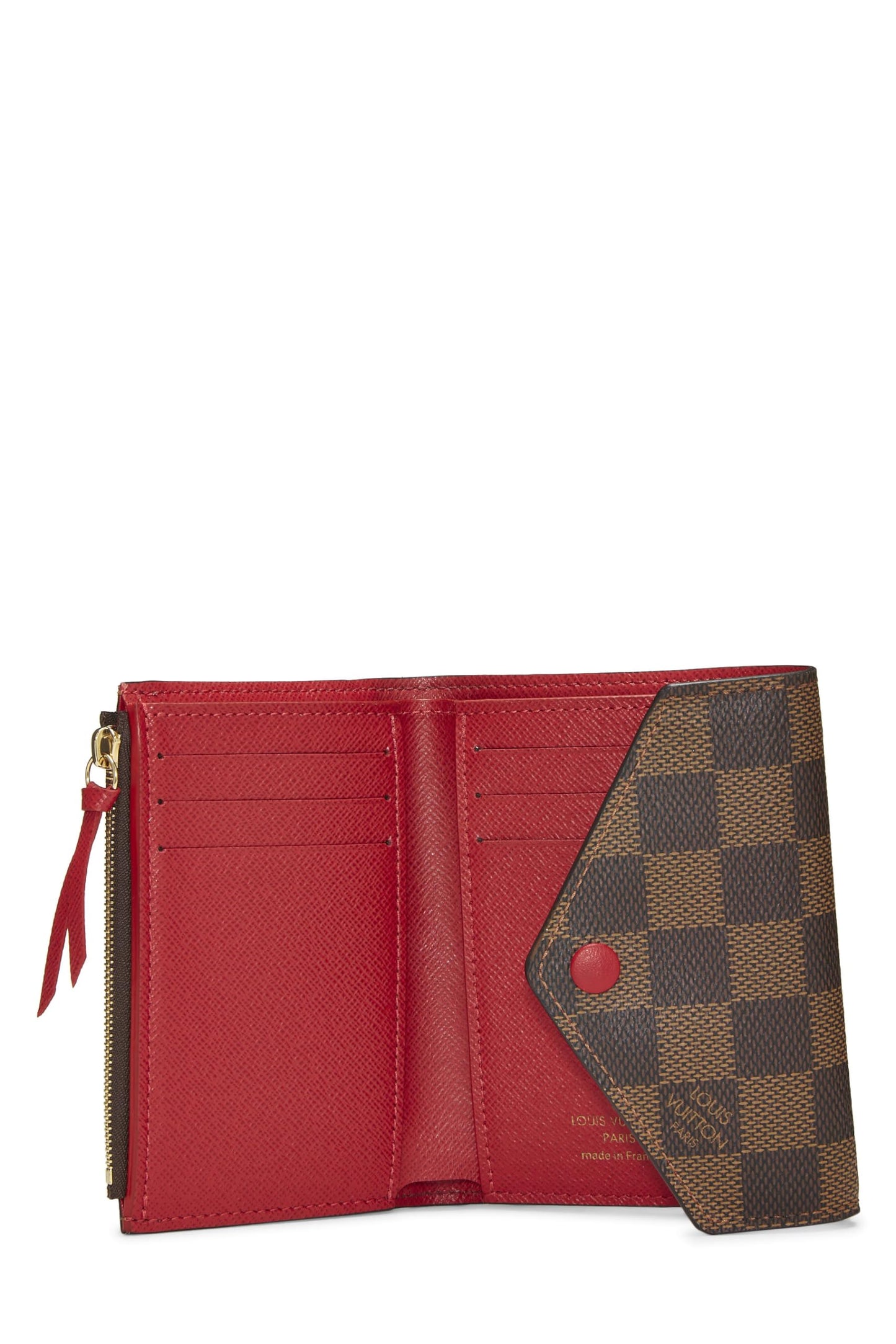 Louis Vuitton, Cartera roja Damier Ebene Victorine pre-Loved, Rojo