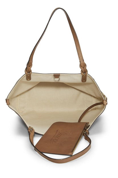 Gucci, sac fourre-tout artisanal en toile GG beige d'occasion, marron