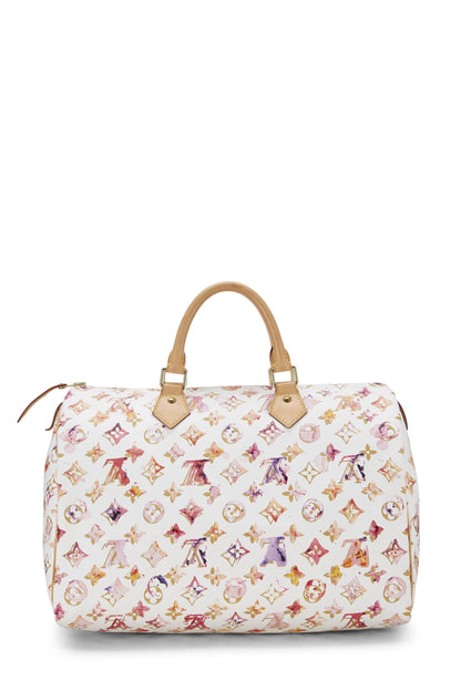 Louis Vuitton, Pre-Loved Richard Prince x Louis Vuitton Monogram Watercolor Speedy 35, White