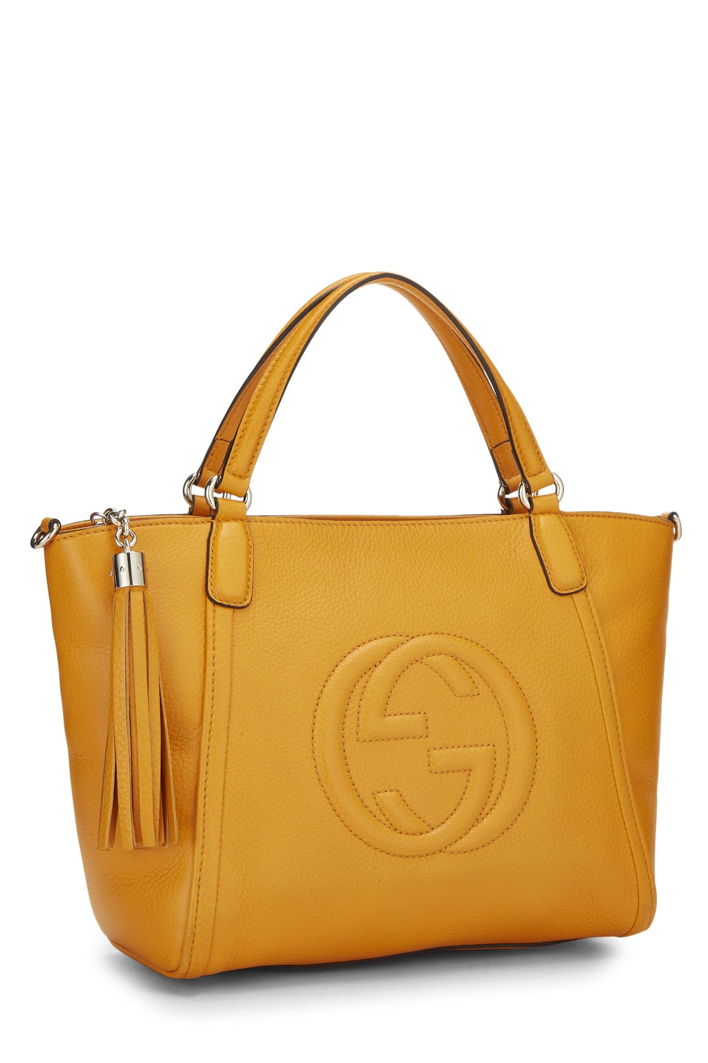 Gucci, Bolso Soho con asa superior de cuero granulado naranja Pre-Loved, Amarillo