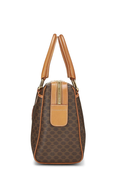 Céline, Pre-Loved Brown Coated Canvas Macadam Handbag, Brown