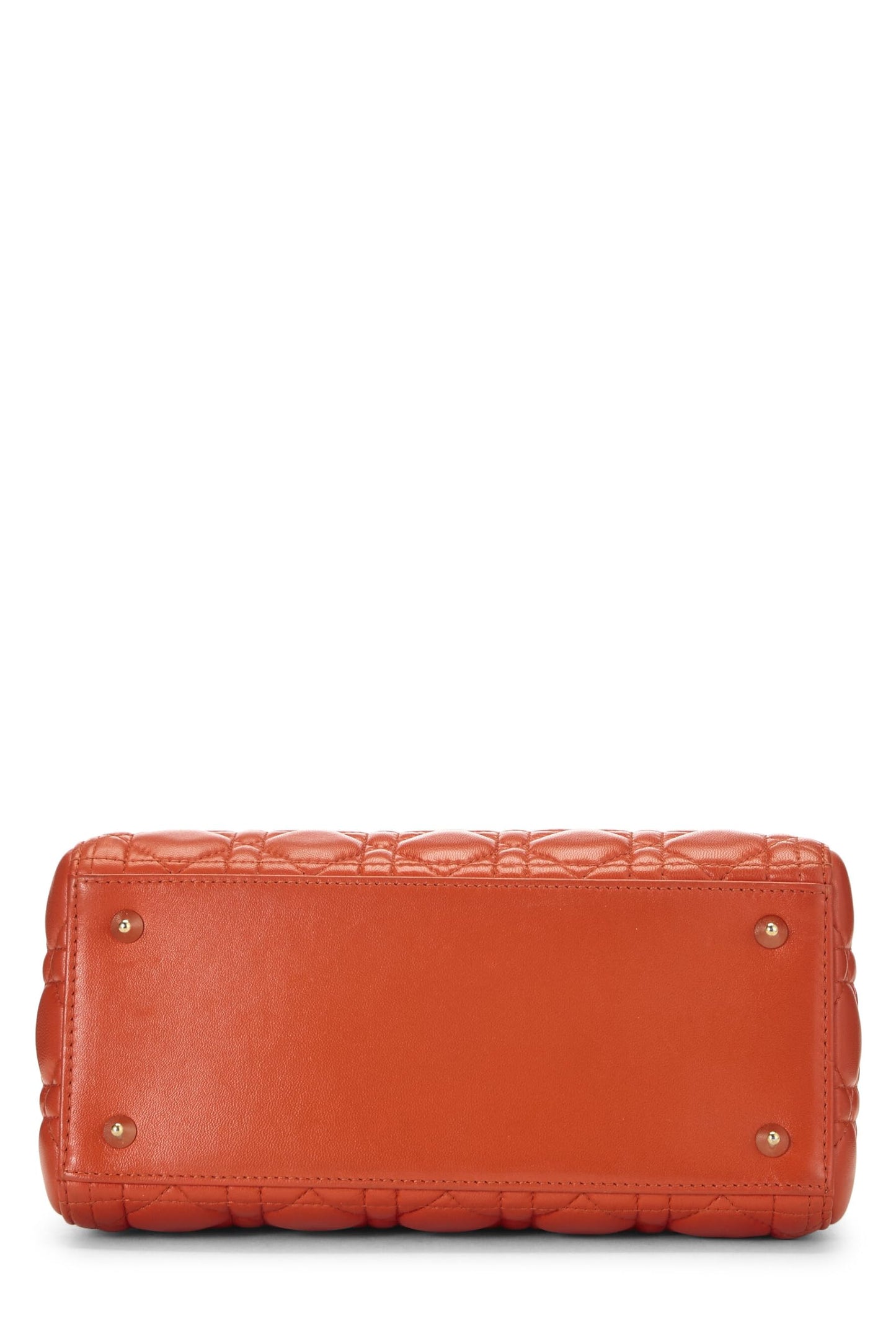 Dior, Pre-Loved Orange Cannage Quilted Lambskin Lady Dior Medium, Orange