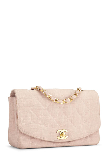 Chanel, Diana Flap Small en lin rose d'occasion, rose