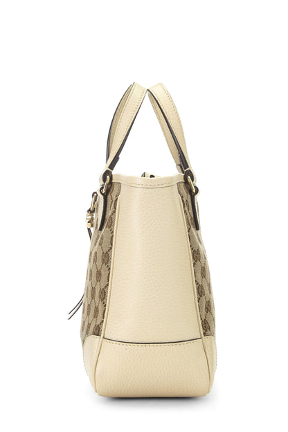 Gucci, sac fourre-tout Bree à poignée supérieure en toile GG crème d'occasion, petit, blanc