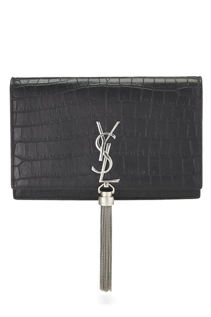 Yves Saint Laurent, Kate Tassel Small en cuir gaufré noir d'occasion, noir