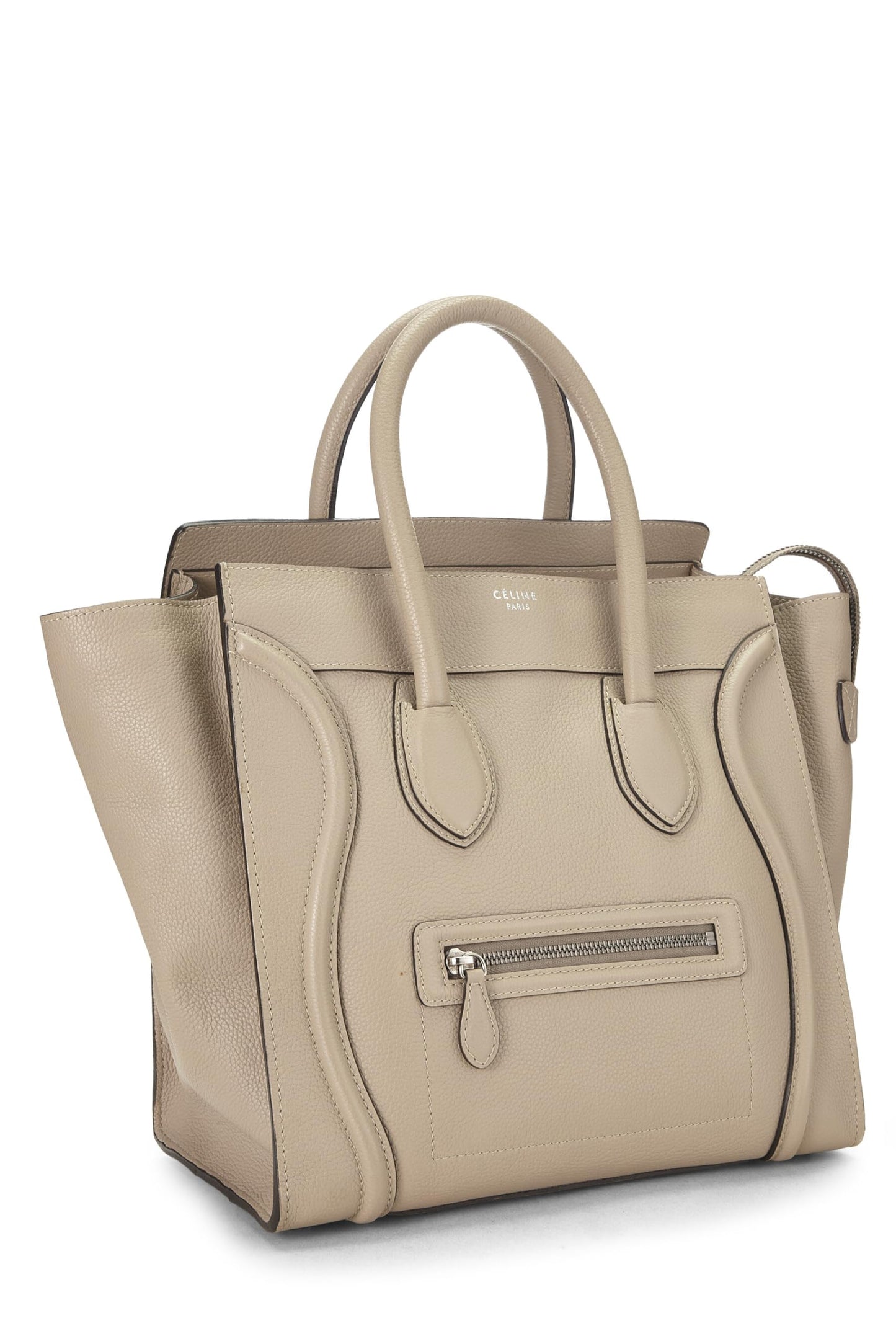 Céline, Pre-Loved Beige Drummed Calfskin Luggage Mini, Beige