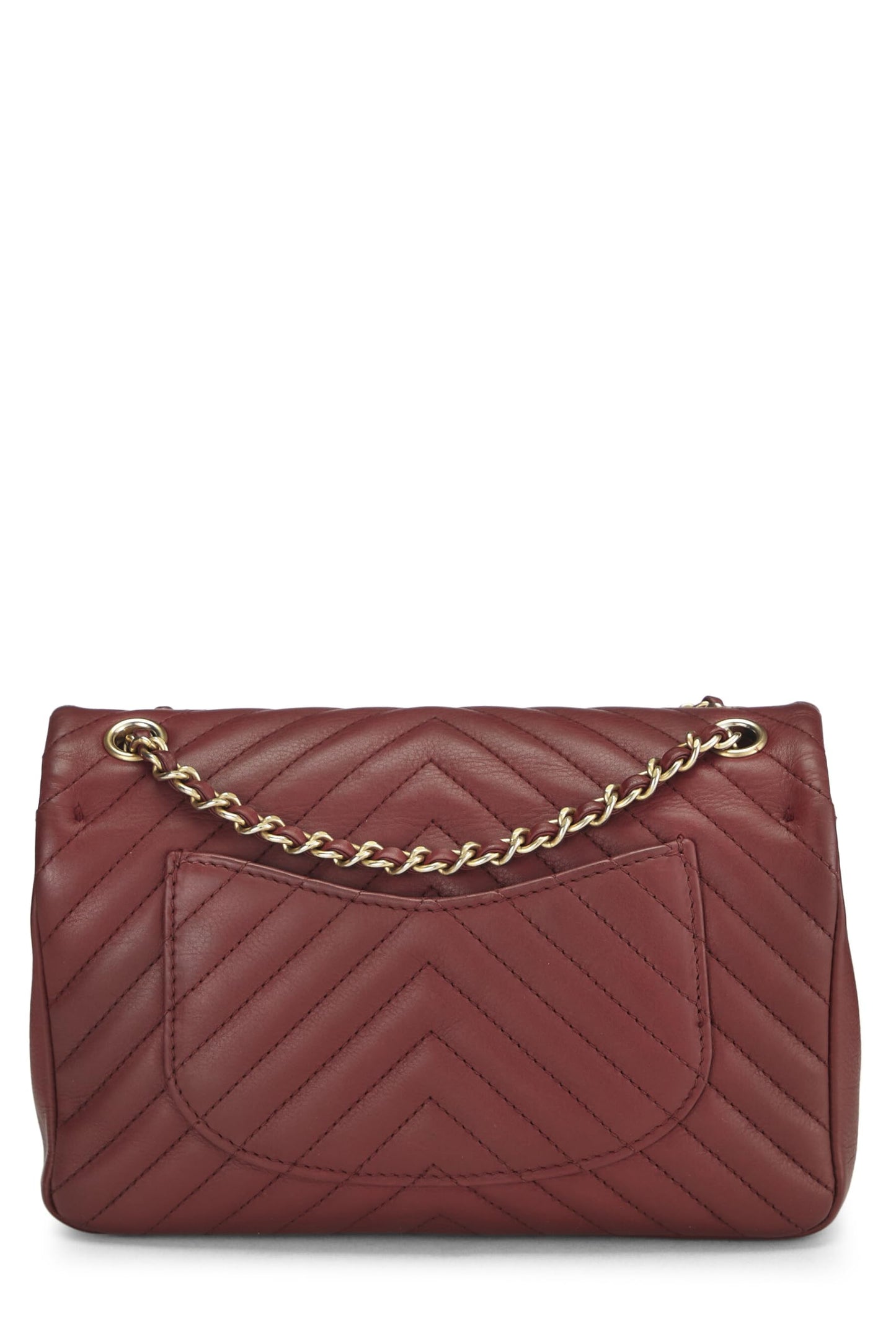 Chanel, Bolso pequeño con solapa Rock the Corner de piel de cordero con chevron rojo Paris-Cosmopolite Pre-Loved, Rojo