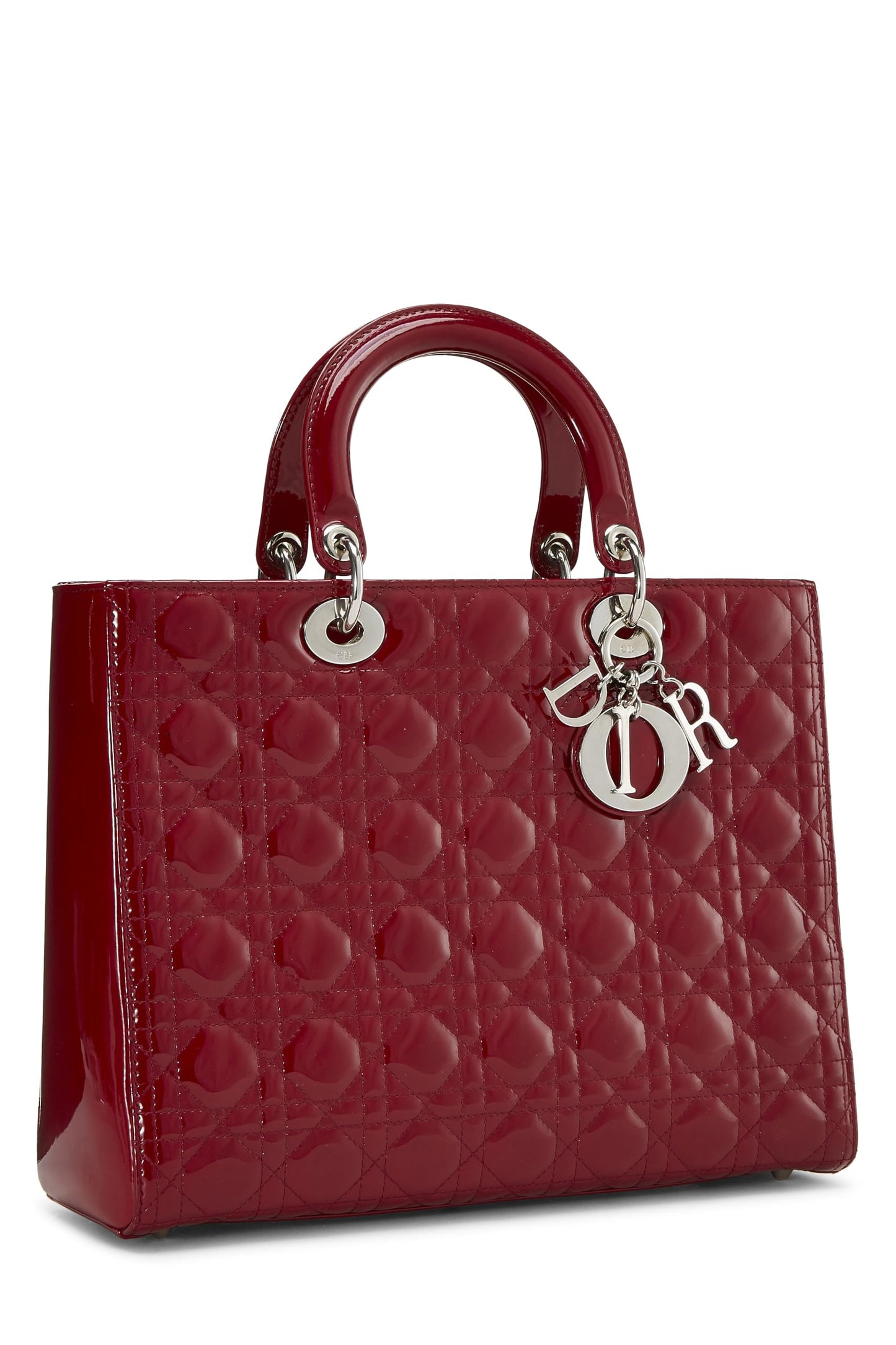 Dior, Lady Dior Large en cuir verni rouge Cannage d'occasion, rouge