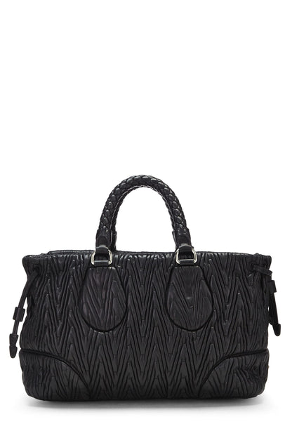 Prada, sac à main en nappa noir Chevron Antik d'occasion, noir