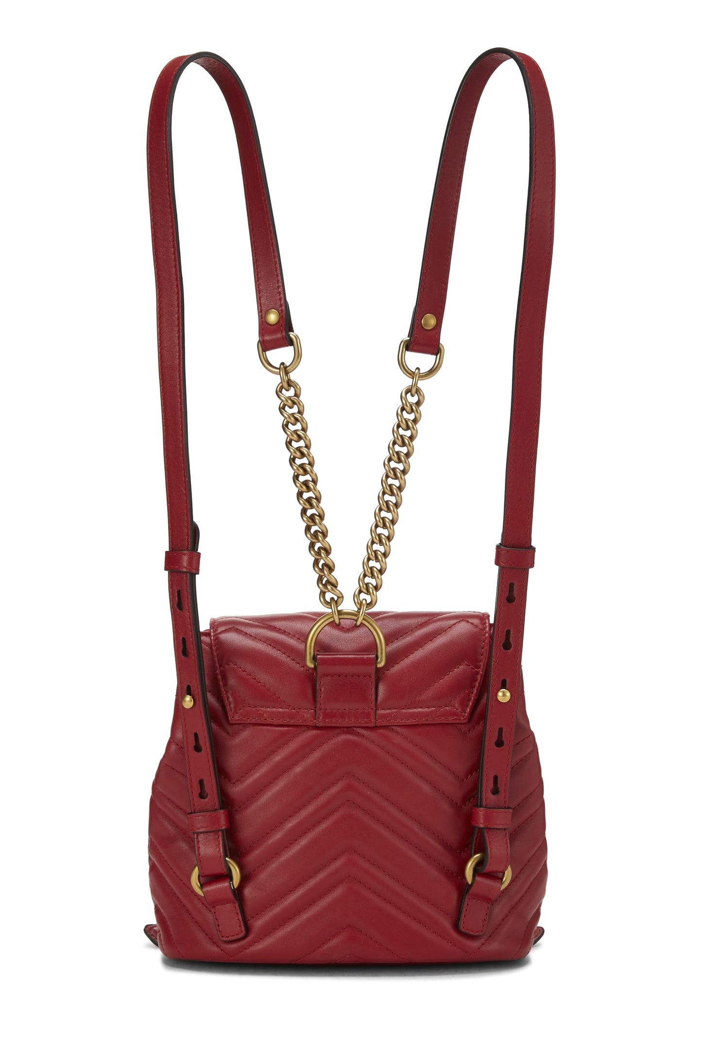 Gucci, Pre-Loved Red Leather GG Marmont Backpack Small, Red