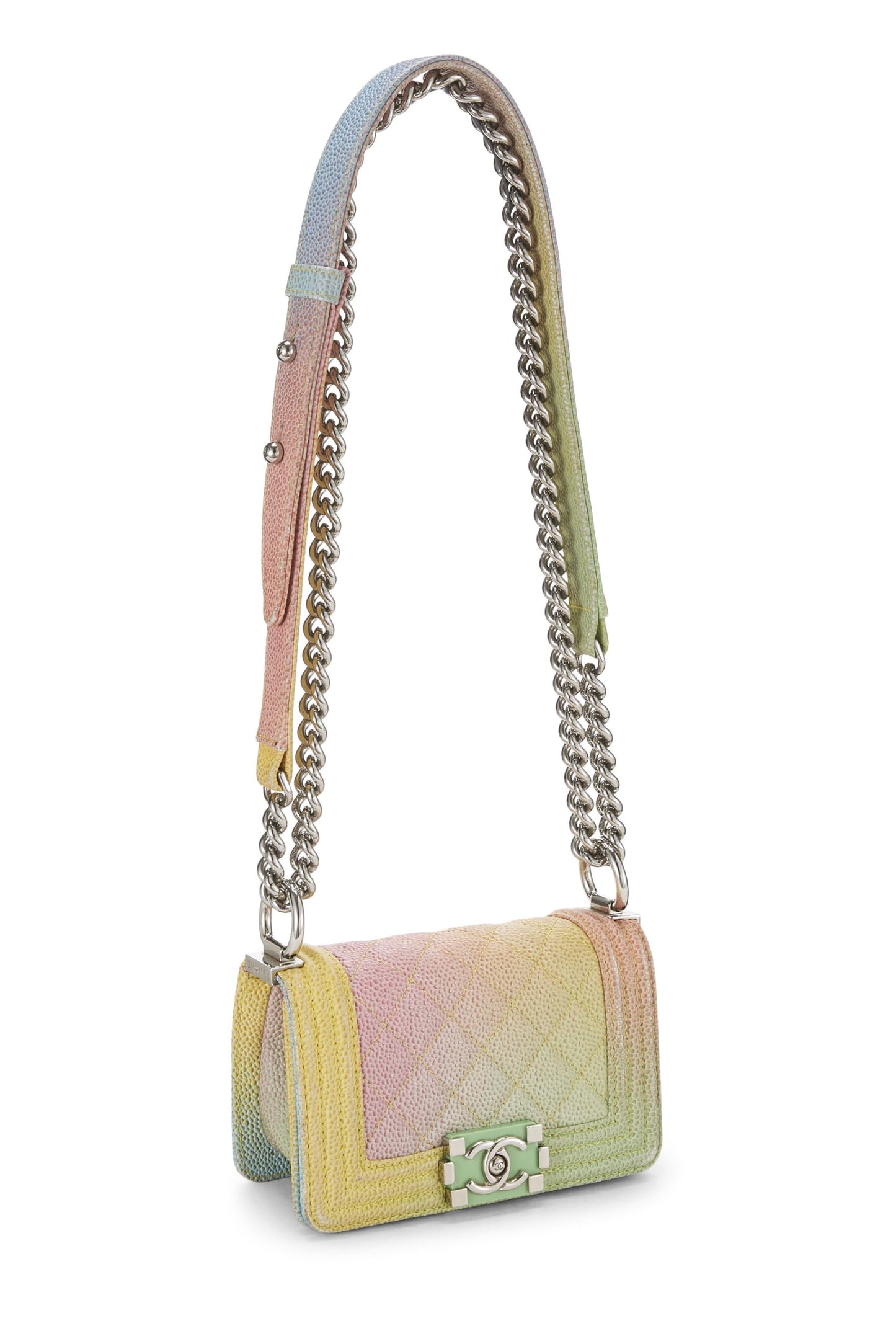 Chanel, Bolso pequeño Pre-Loved Paris-Cuba Rainbow de caviar acolchado para niño, multicolor