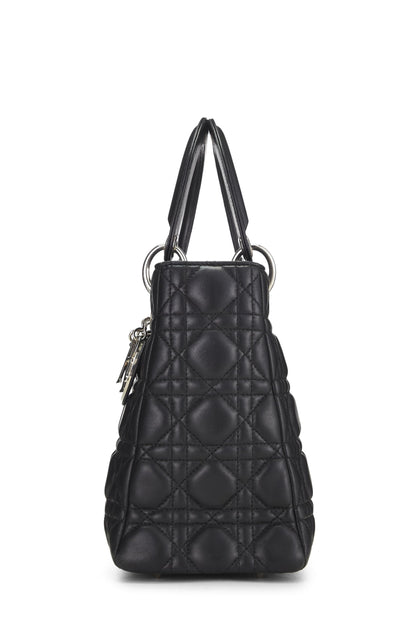 Dior, Pre-Loved Black Cannage Quilted Lambskin Lady Dior Medium, Black